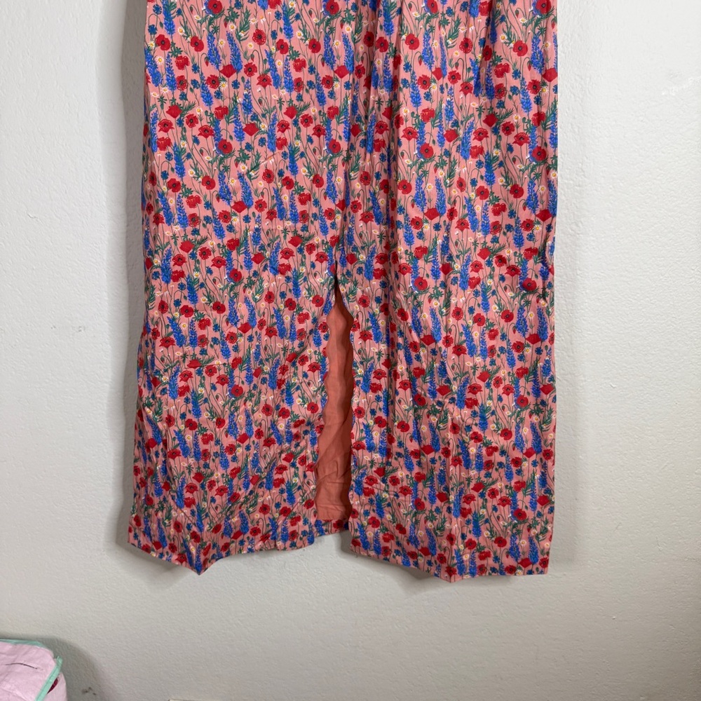 TUCKERNUCK Hyacinth House red poppy floral scalloped Serena midi dress SMALL - Picture 4 of 10
